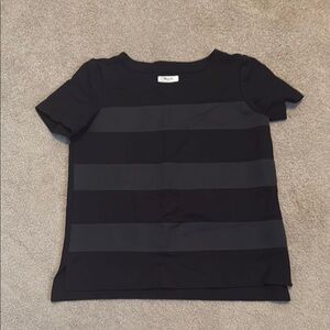 Madewell Black Short Sleeve Top with Black on Black Stripes